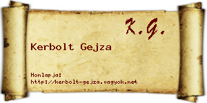 Kerbolt Gejza névjegykártya